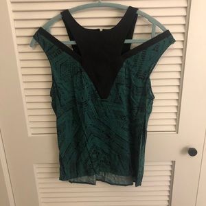 Green and Black suede top